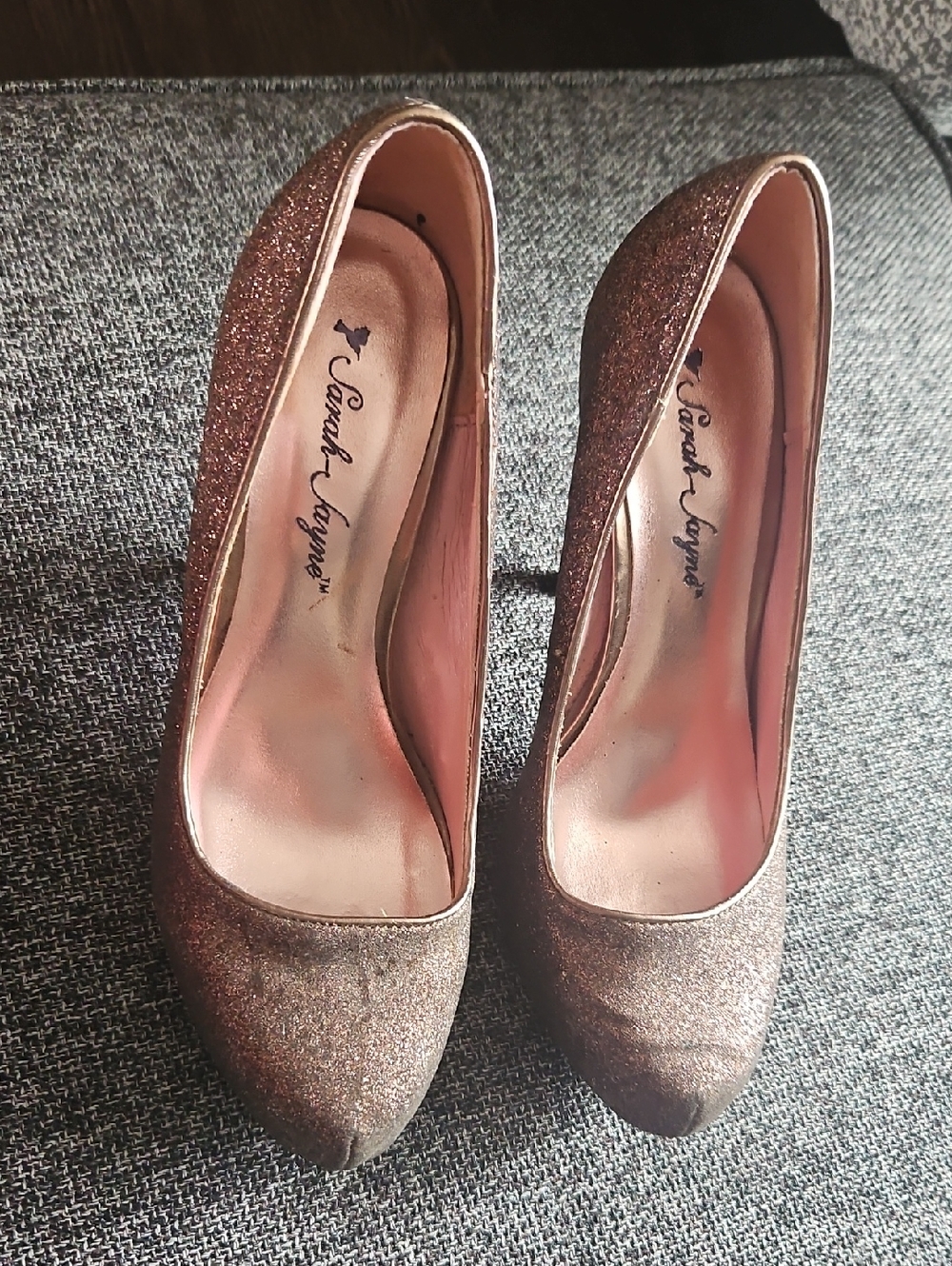 Sarah Jayne Glitter Pointed-Toe Pumps in Rose Gold Tone